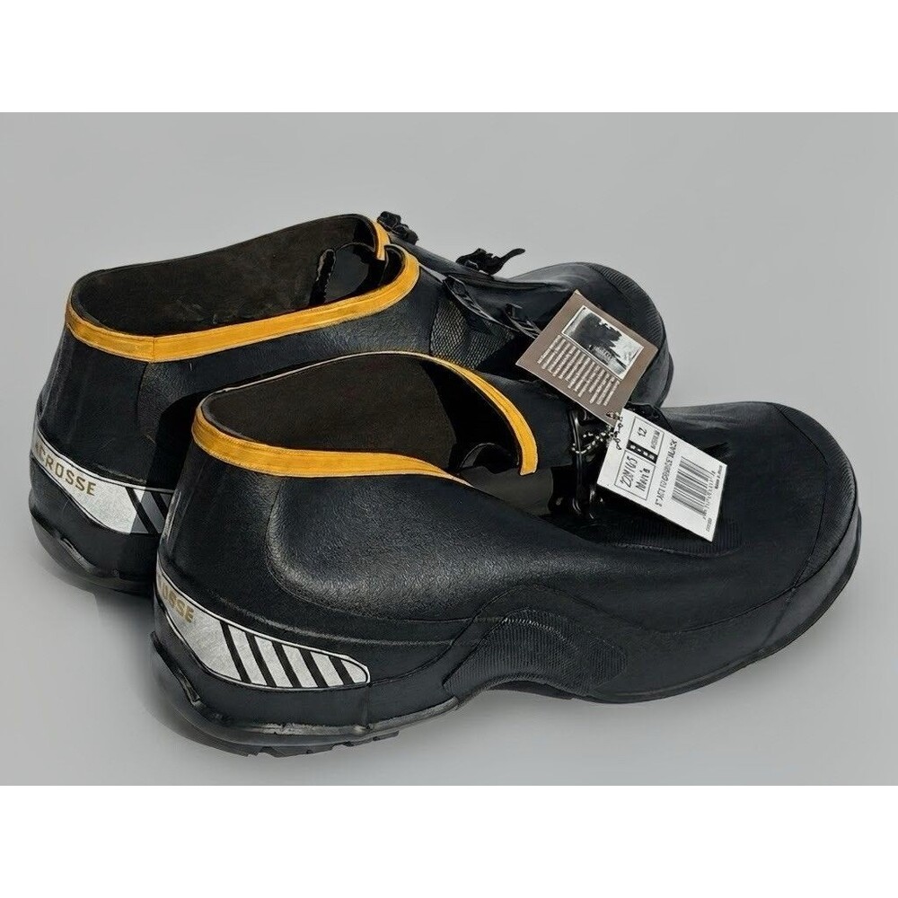LaCrosse ATS Rubber Overshoe Boots Mens Size 12 Black Yellow Studded Ice Fishing